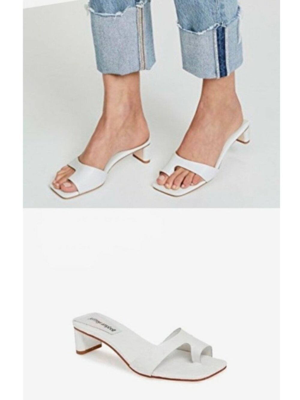 Jeffrey Campbell White Square Toe Mule Sandals Low Heel Size 6.5